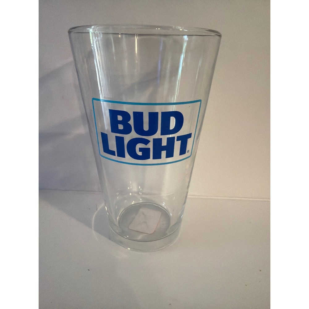 Bud Light Pint Glass 16oz Clear Blue Logo Beer Barware Drinking Glass